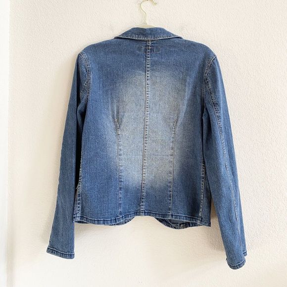 R.V.T. Jeans Womens Jacket Ombre Blue  Denim Buttons Pockets Stitching M - Picture 7 of 9